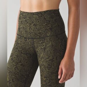 Lululemon Leggings Wunder Under Pant (Hi-Rise) Pencil Lace Brave Olive Black
